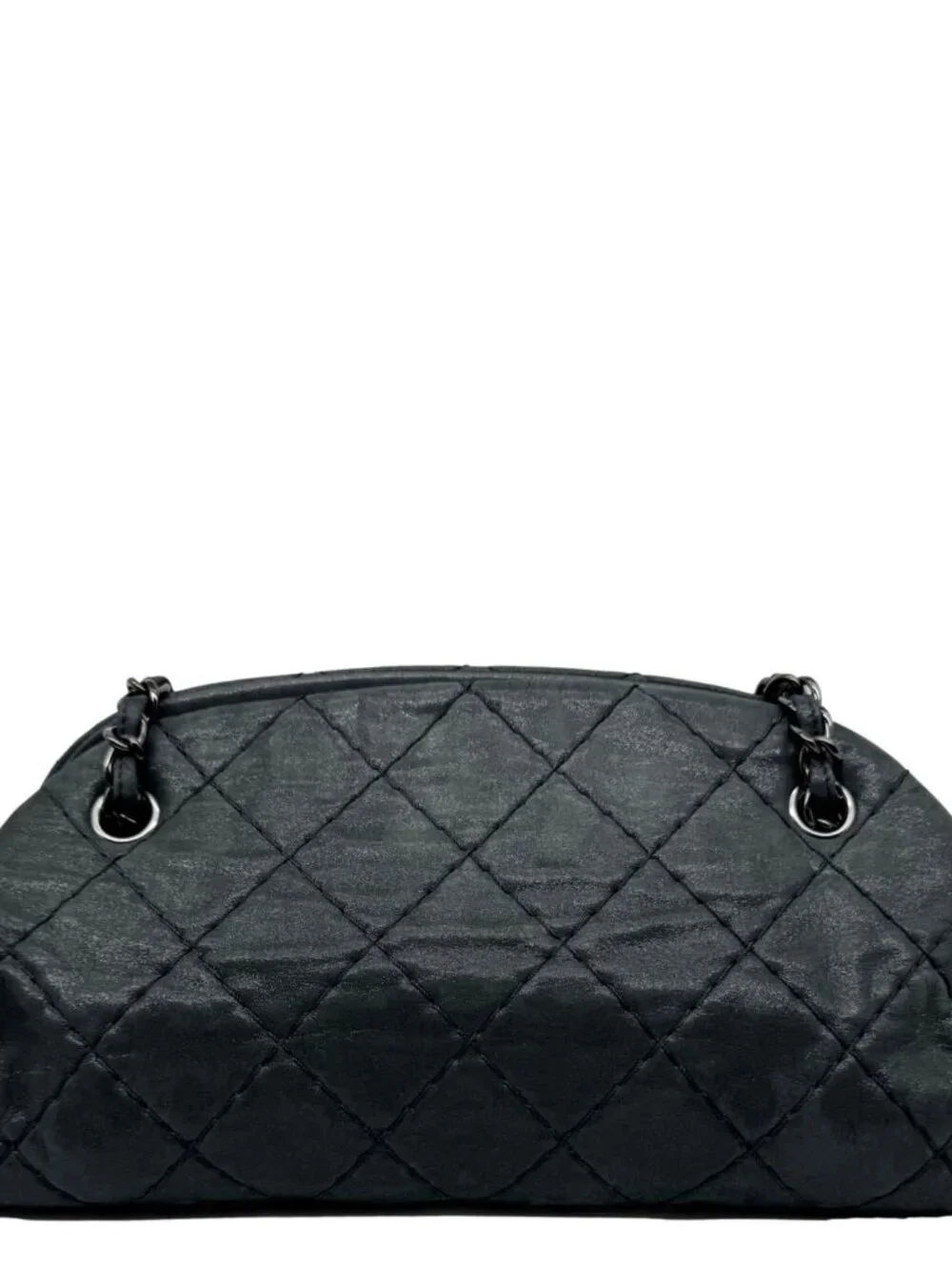 Chanel Just Mademoiselle Small Bowling Quilted Leather Shoulder Bag Black